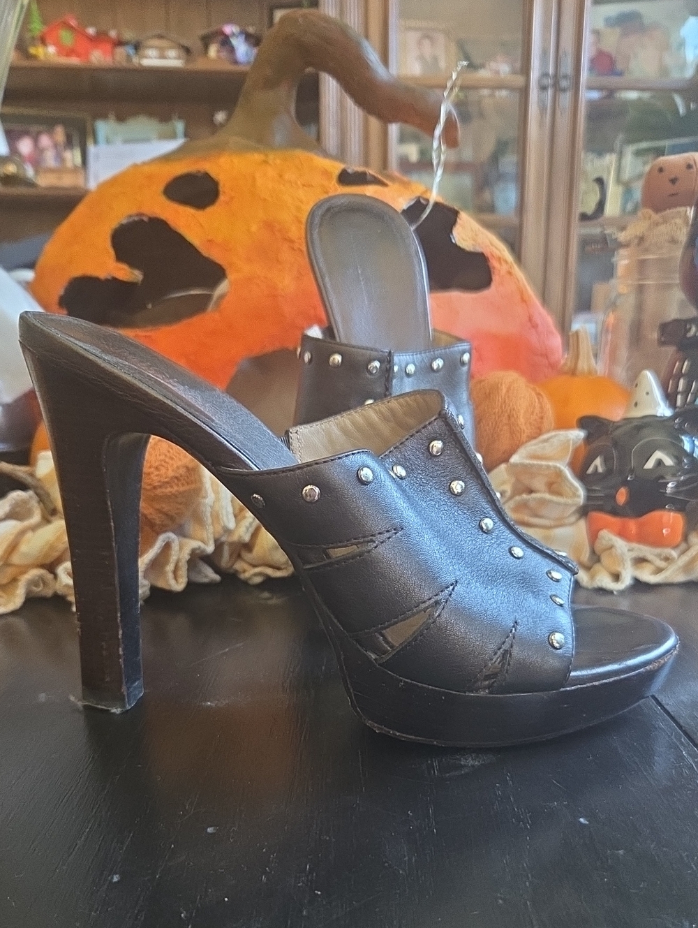 Micheal Kors Dark Chocolate Studded High Heel Mule - Women Size 7M
